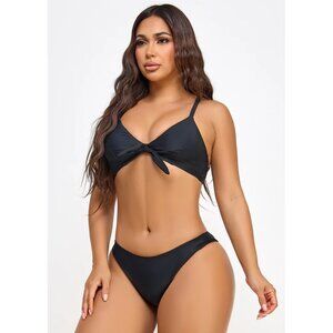 Jenny Front Tie Bikini Set with Crisscross Back